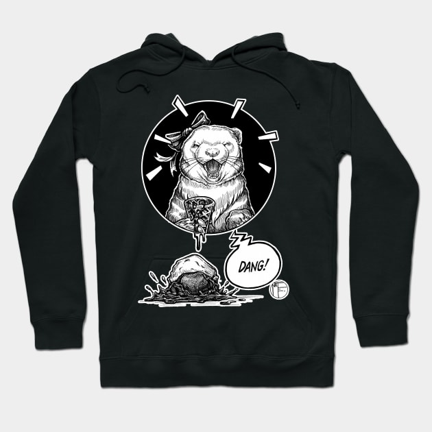 Ferret Ice Cream Cone - Dang! - White Outlined Version Hoodie by Nat Ewert Art